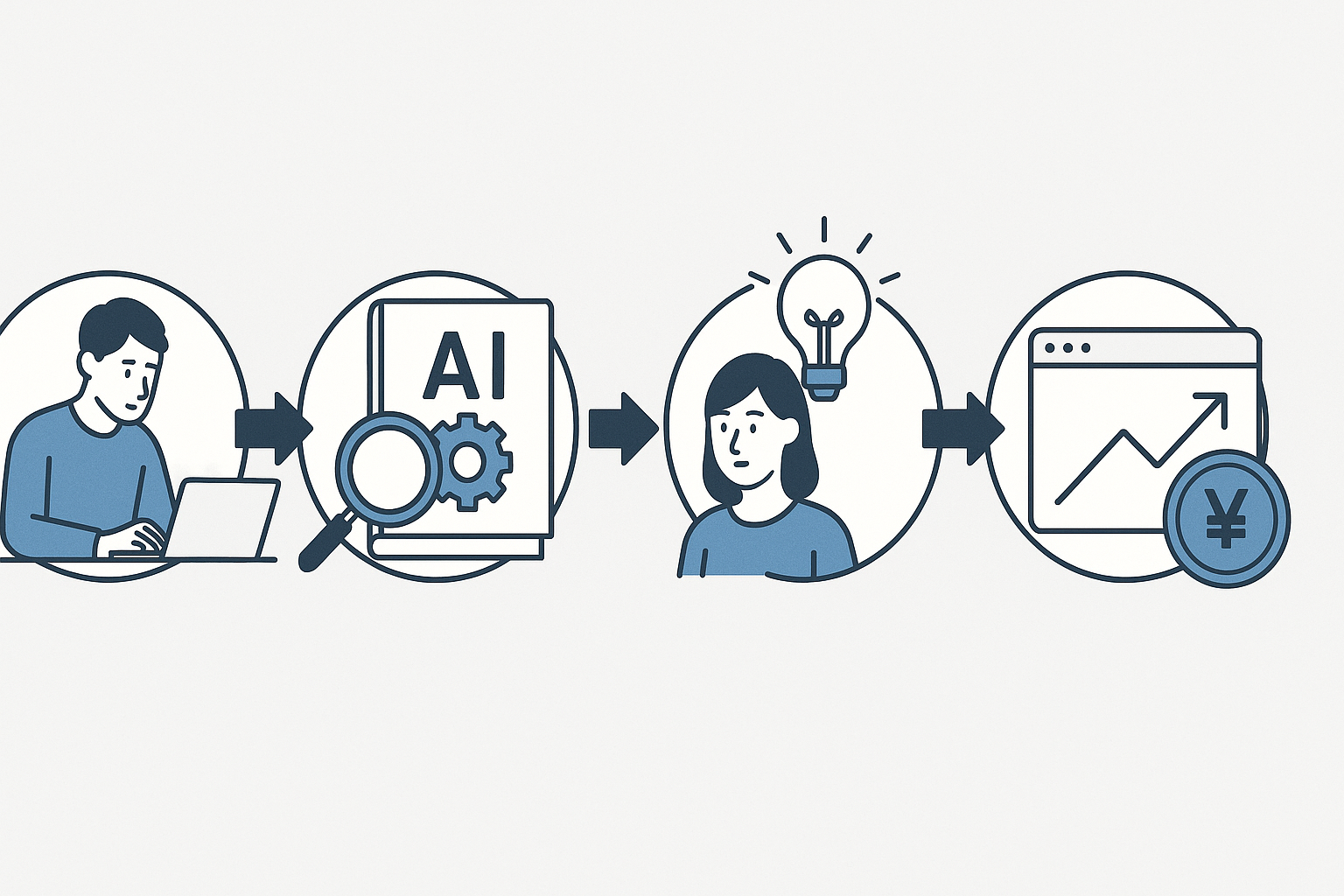 Step-by-step workflow diagram illustrating how to use ai business monetization guide