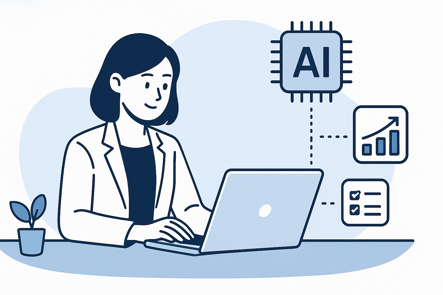 Professional illustration for blog section about この記事で分かること related to ai productivity complete guide