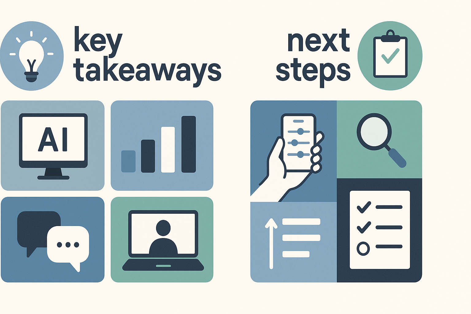 Summary infographic of key takeaways and next steps for best ai meeting tools comparison