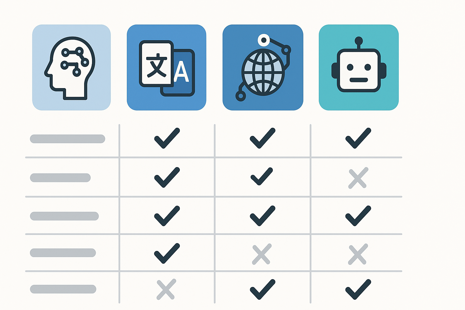 Comparison chart showing best ai translation tools tools side by side with feature matrix