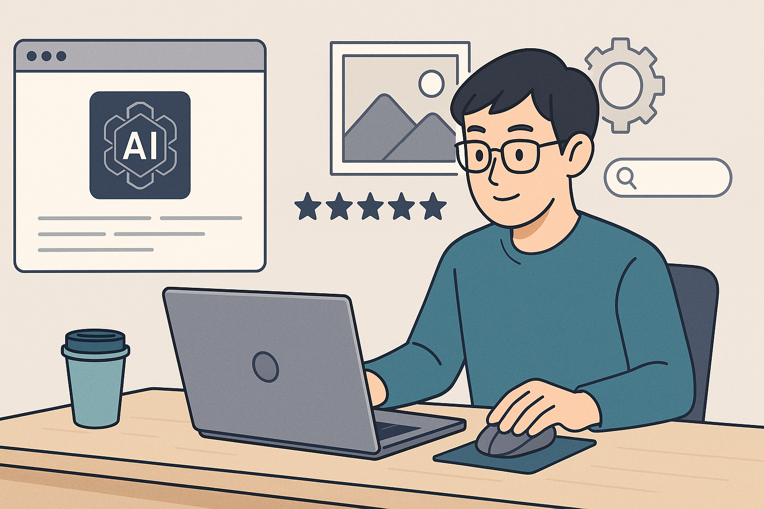 Professional illustration for blog section about 各ツール詳細レビュー
 related to best free ai image generators