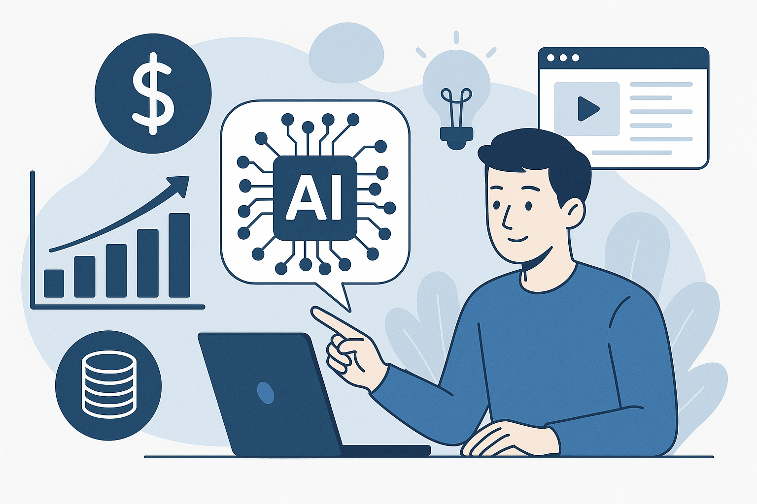 Professional illustration for blog section about AIで稼ぐ時代が本格的に来ている
 related to how to make money with ai