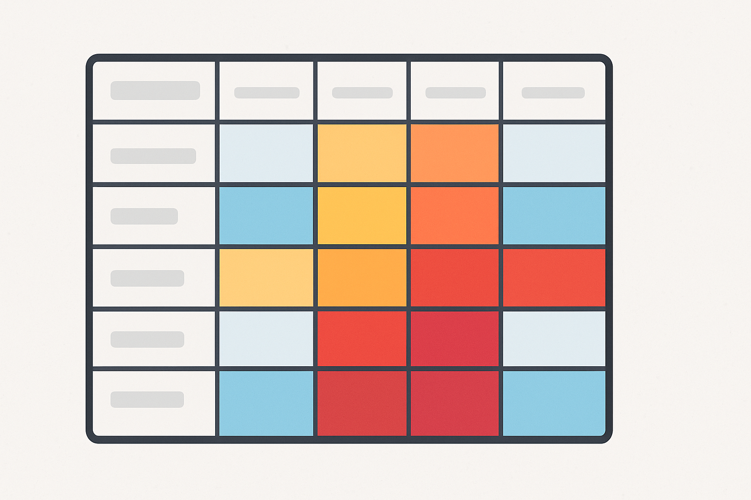 Comparison table visualized as feature heatmap