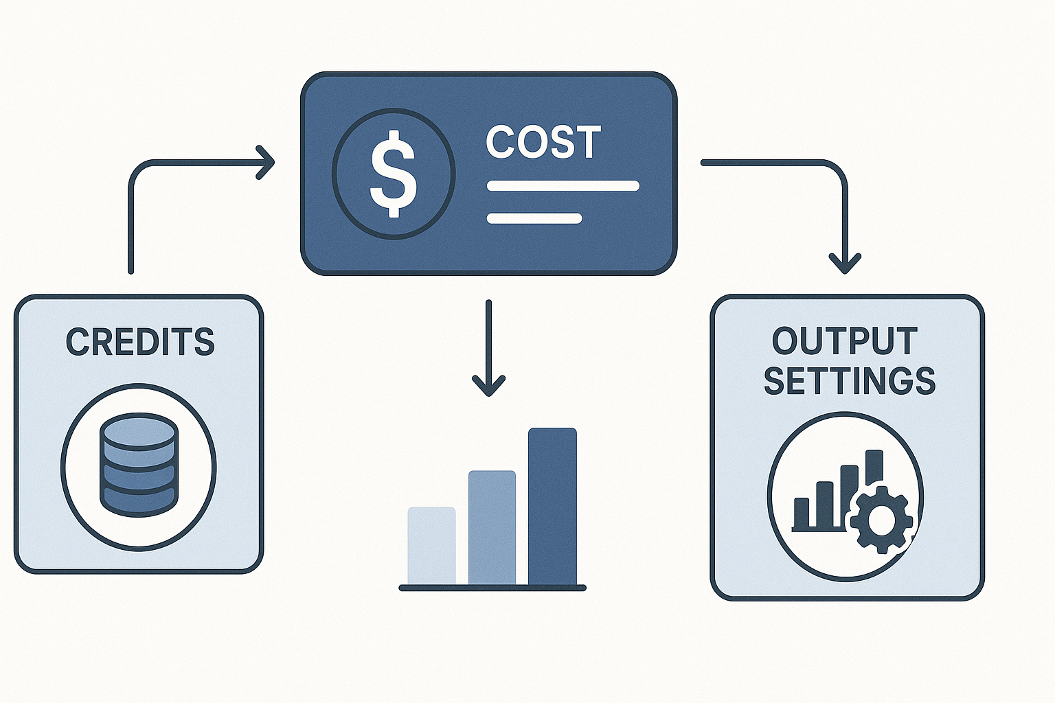 Cost planning diagram for credits and output settings