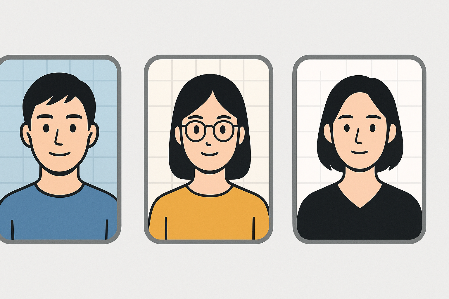 Side-by-side sample grid of portrait outputs from three tools