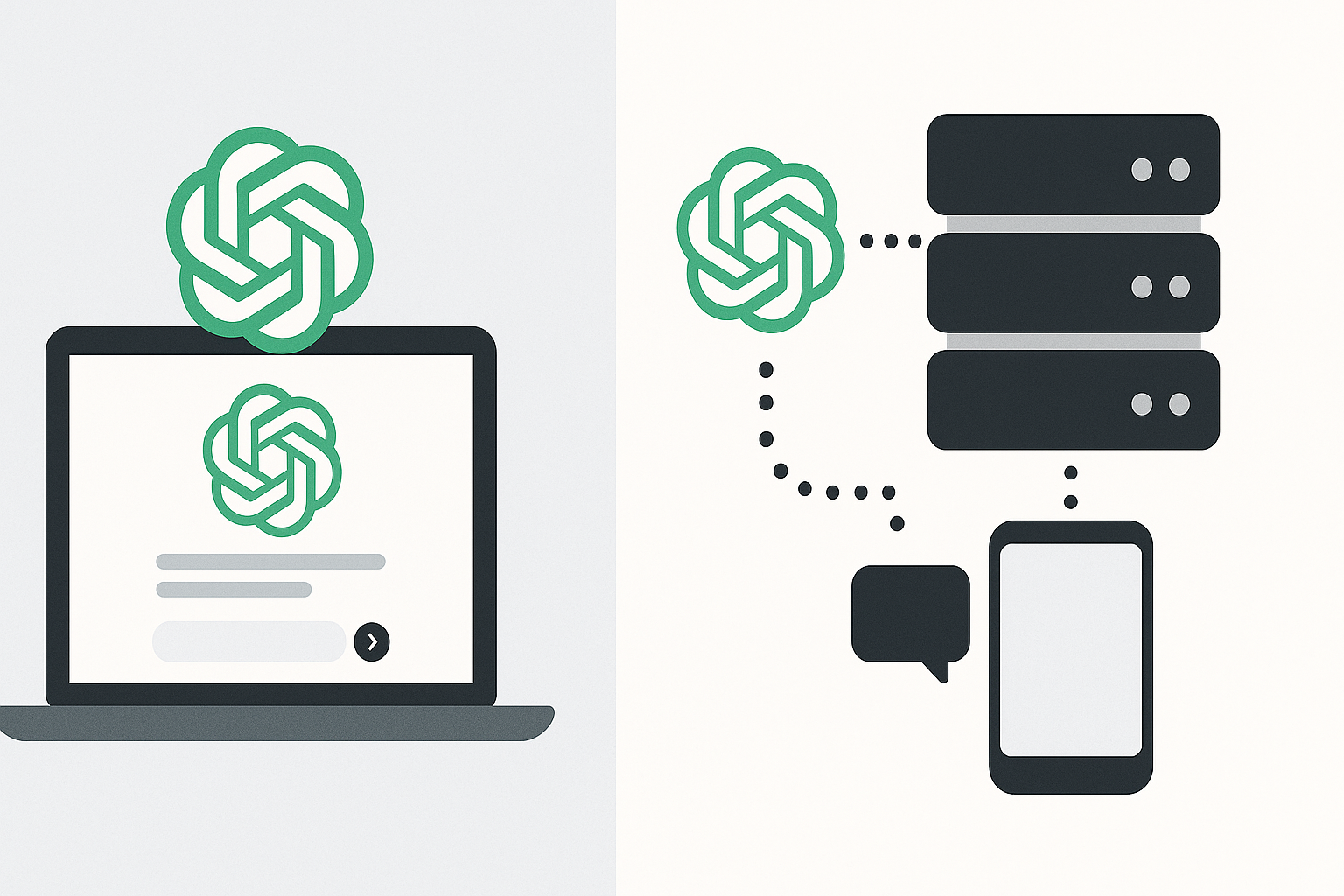 Side-by-side comparison of ChatGPT web vs API usage