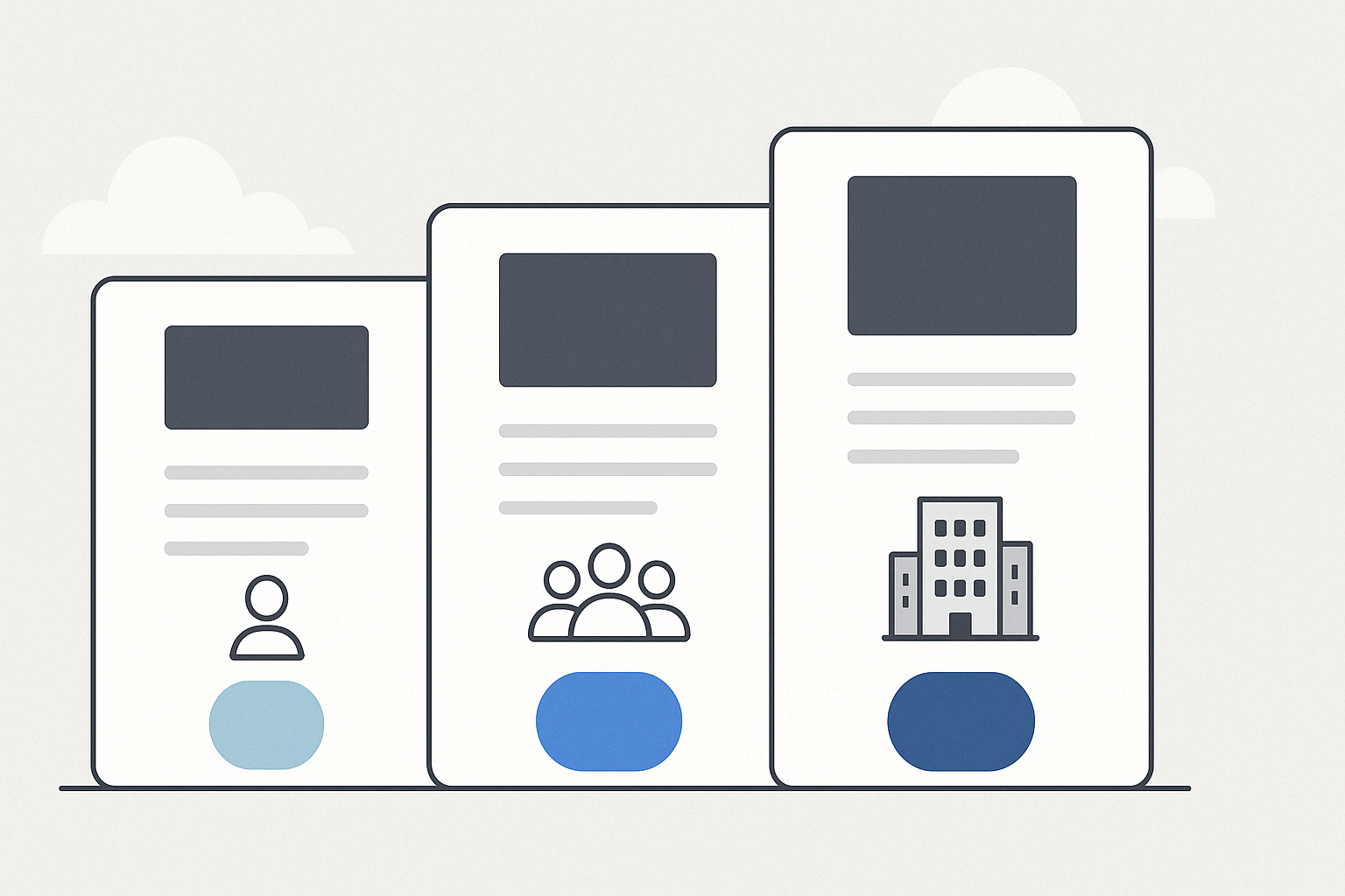 Pricing tiers infographic for personal vs team vs enterprise