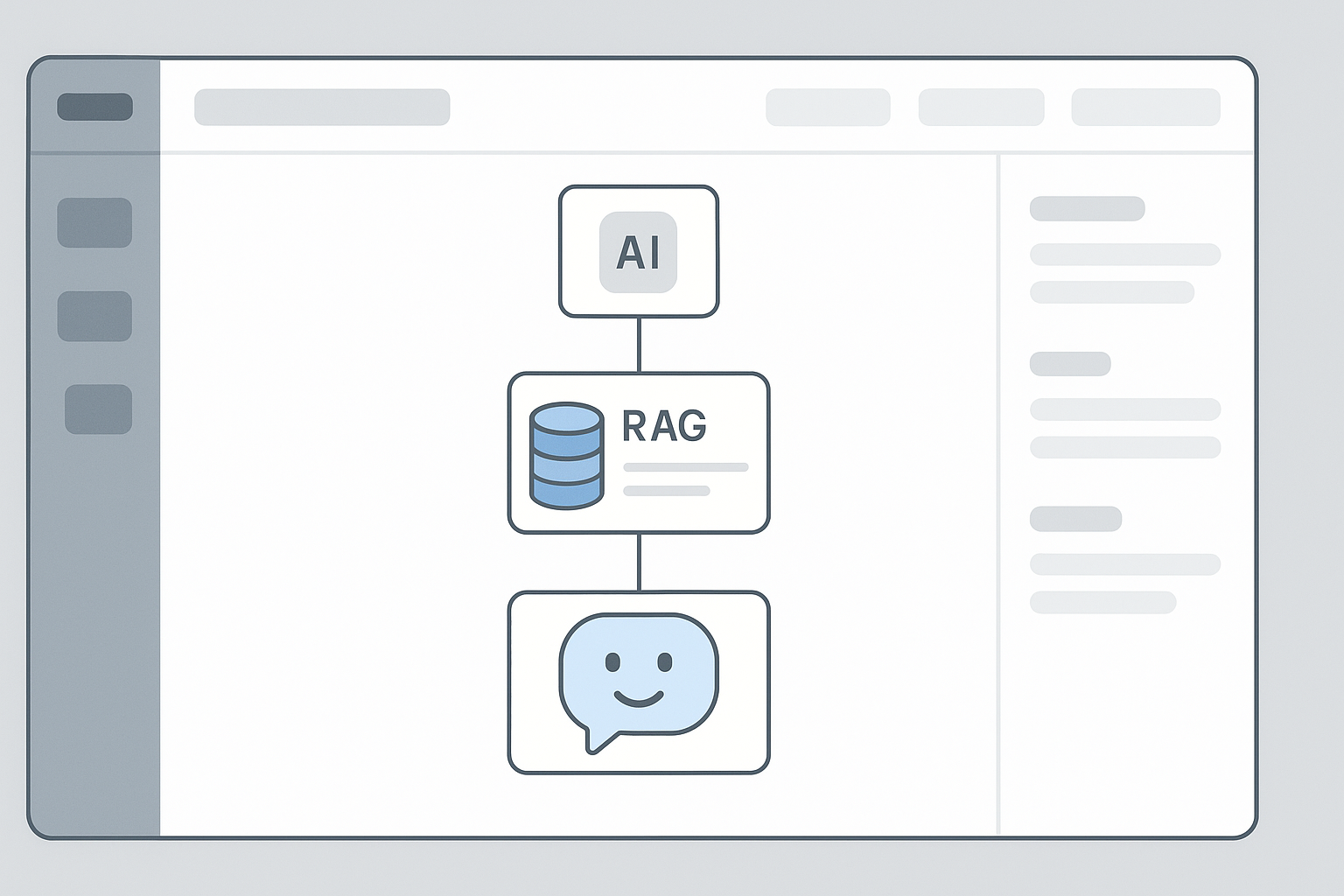 Screenshot-style illustration of building a RAG chatbot in an AI app builder