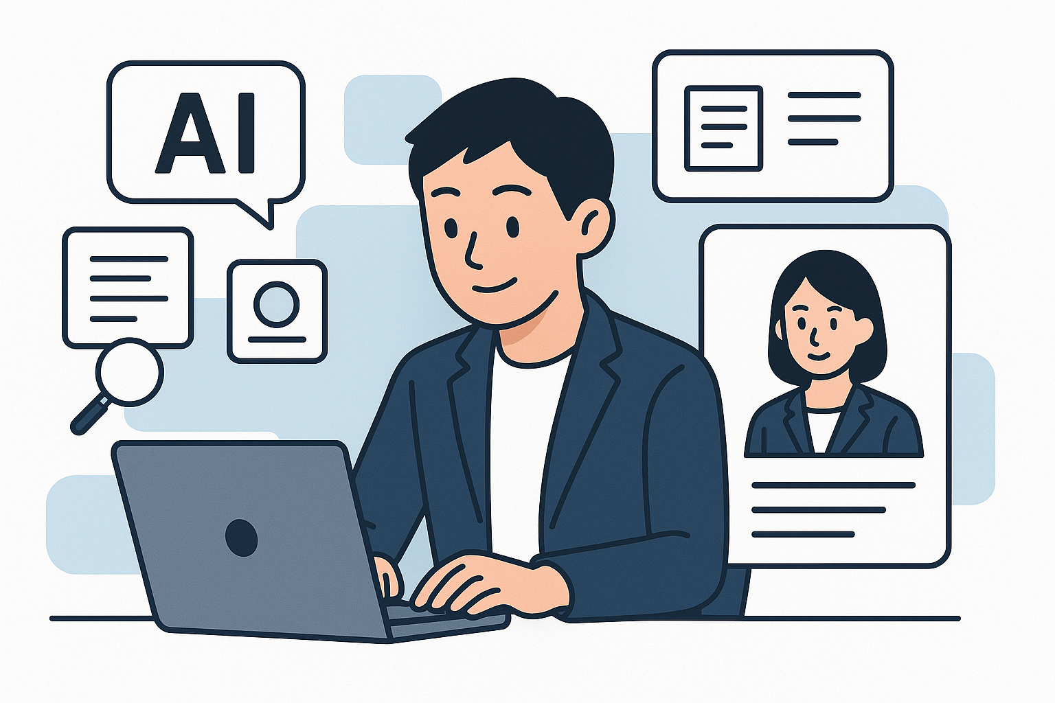 Candidate using AI tool on laptop for job search