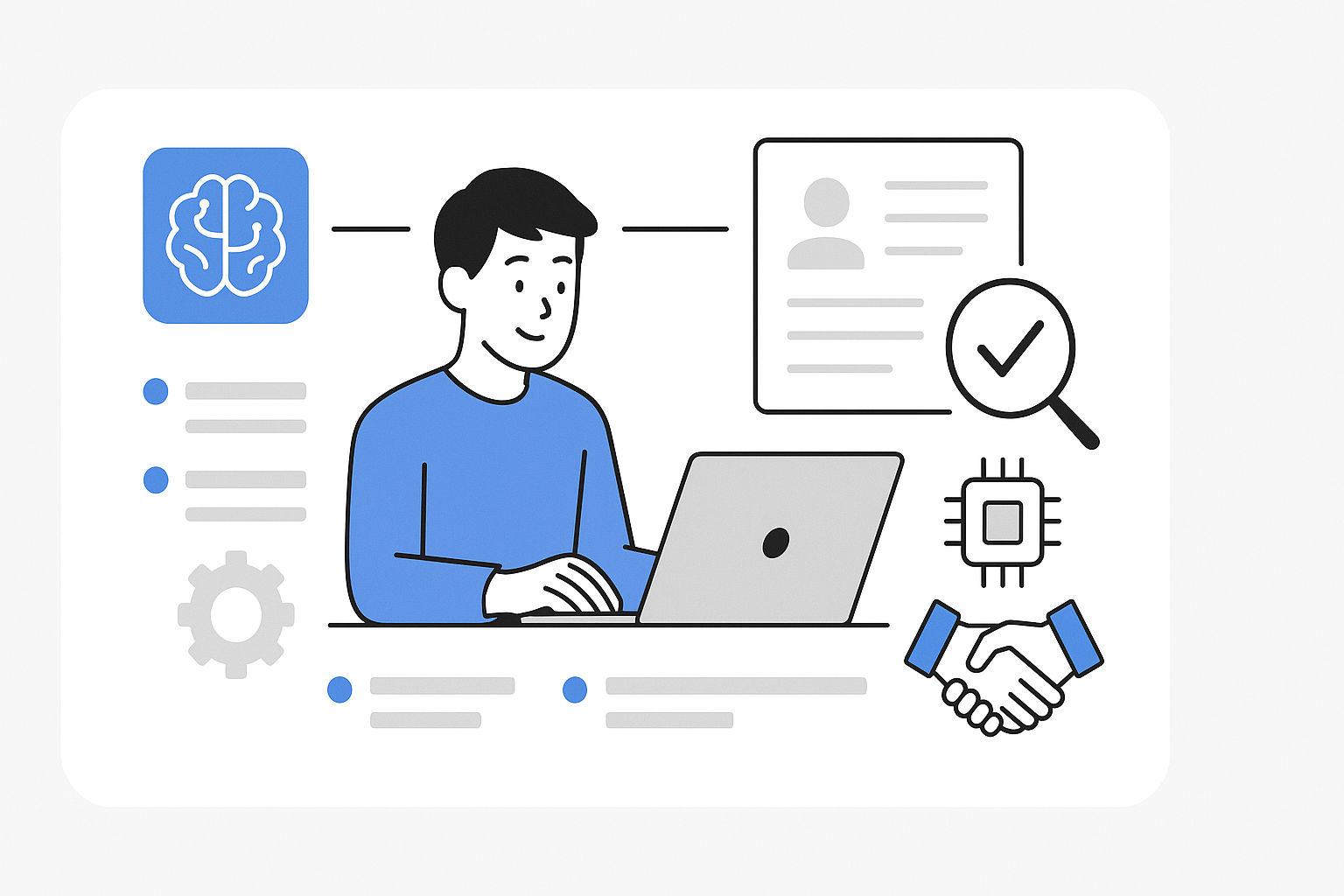 Workflow diagram from self-analysis to interview using AI