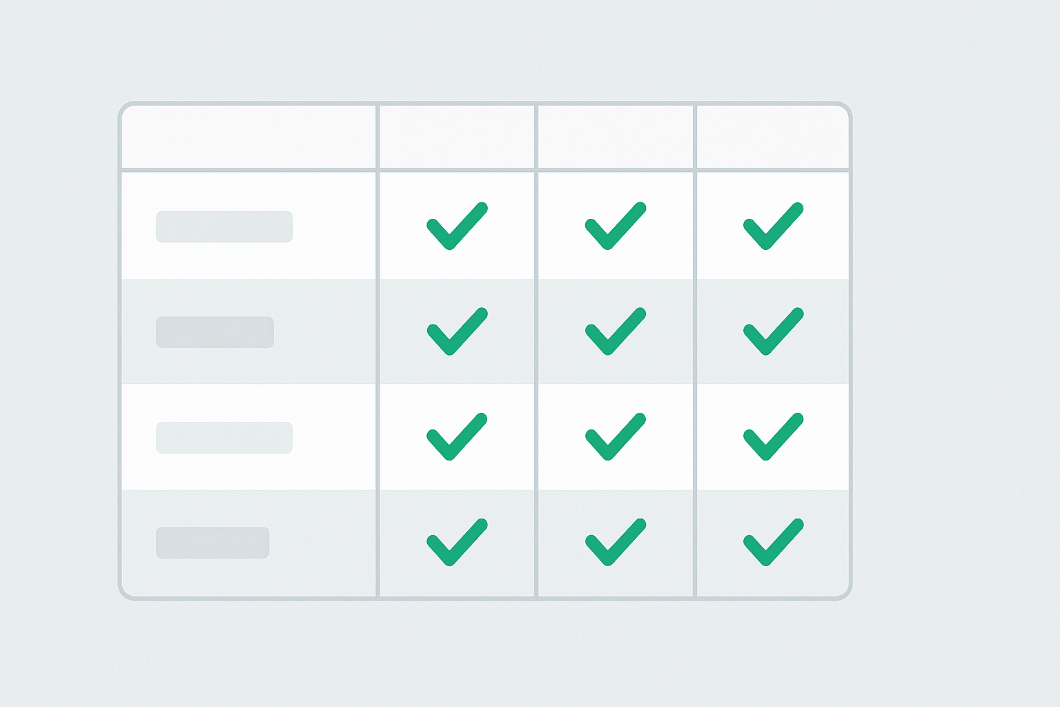 Feature comparison table screenshot with check marks