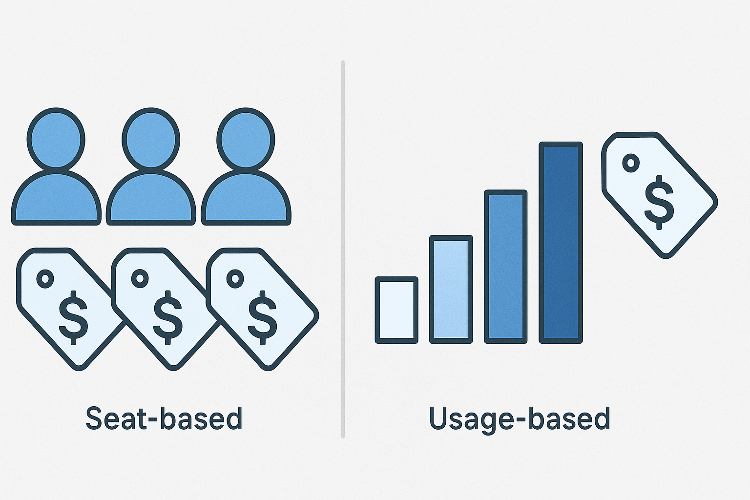 Pricing model diagram seat-based vs usage-based
